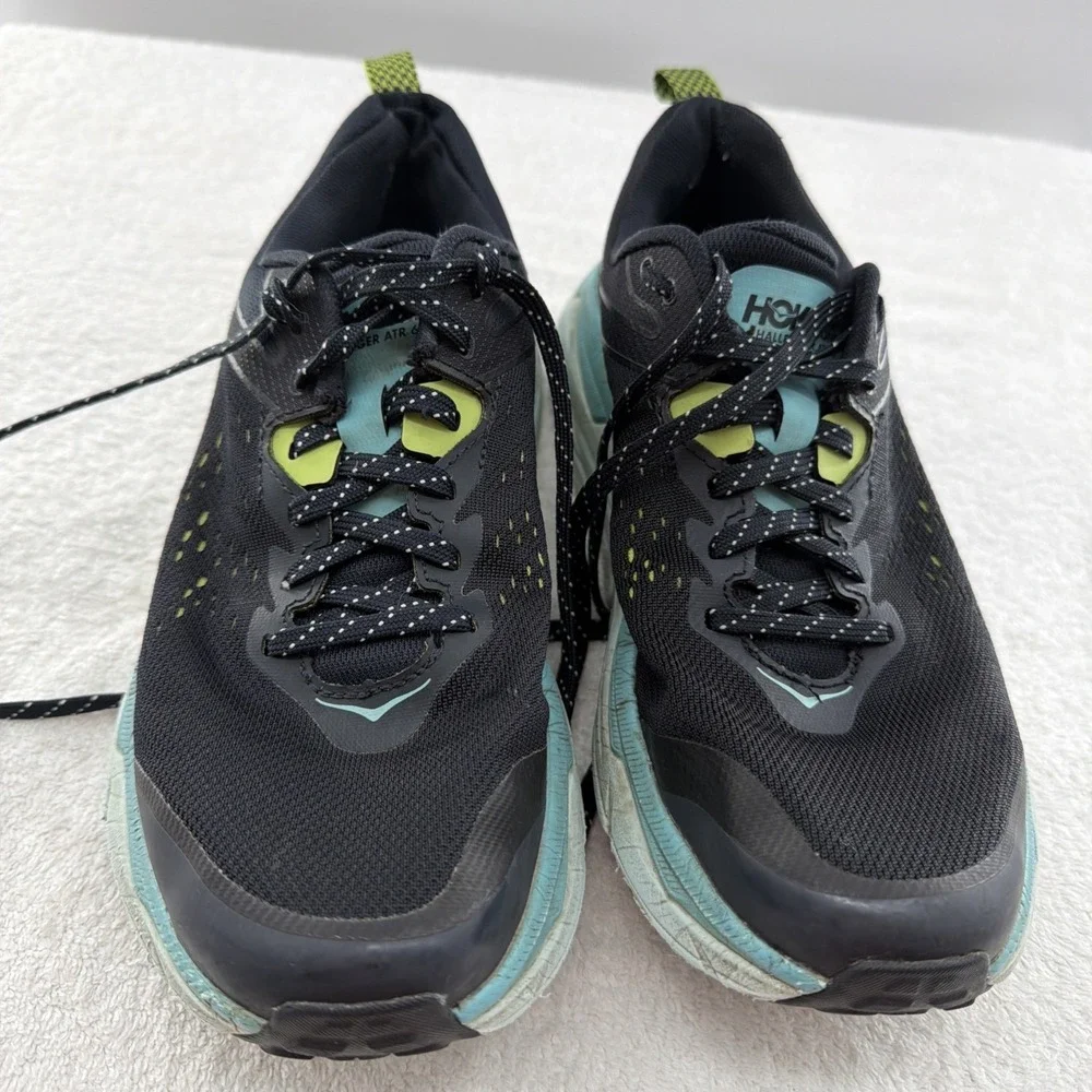 Hoka One One Challenger ATR 6 Shoes Womens 8.5 Black Blue Trail Running Sneakers